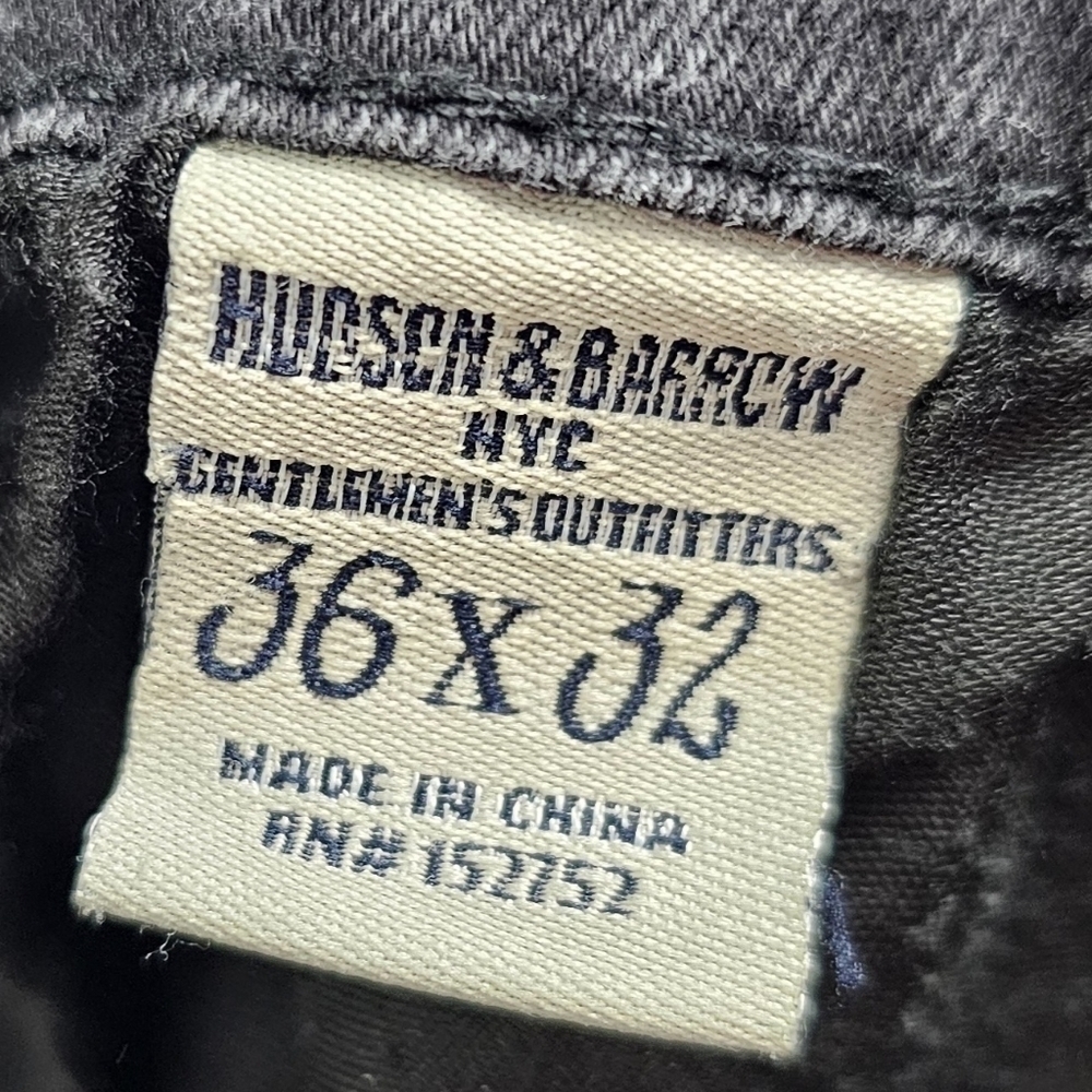 Hudson & Barrow Mens 36×32 Slim Stretch Black Distressed Jeans - Picture 8 of 12